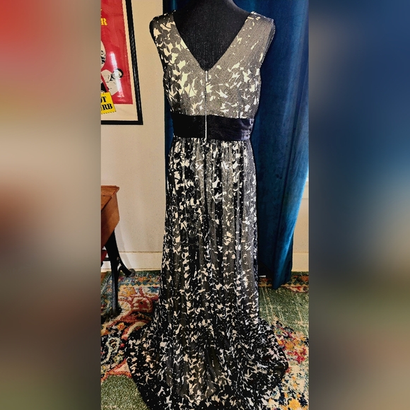 ๐ MAX AND CLEO SHEER LINED BLACK AND IVORY FORMAL SZ 10 LIKE NEW ๐ - Picture 7 of 8